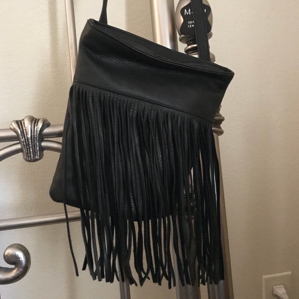Margot cross body fringe purse, genuine leather